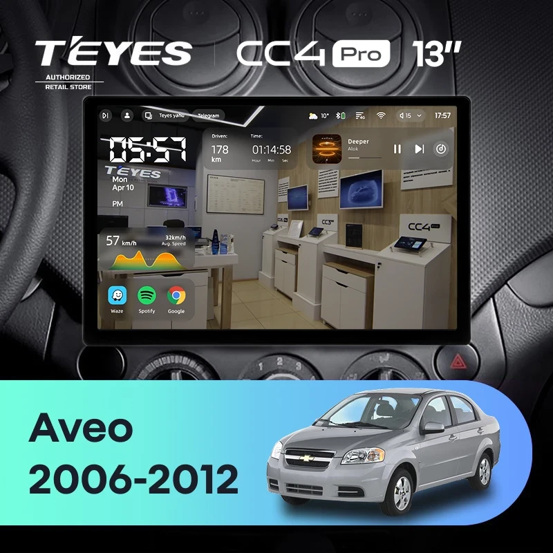 Штатная магнитола Teyes CC4 Pro 8/128 Chevrolet Aveo T250 (2006-2012) (13")