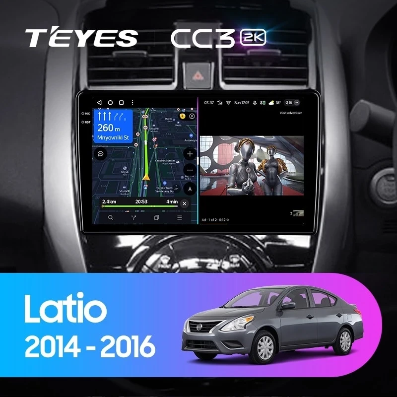 Штатная магнитола Teyes CC3 2K 6/128 Nissan Latio N17 (2014-2016) Правый руль